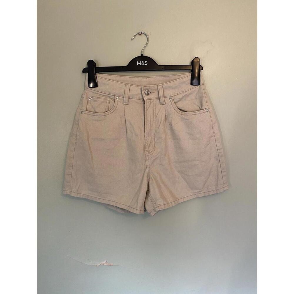 H&M Divided Beige Cream Mom High Waist Waisted Jungle Denim Shorts Size EUR 36 8